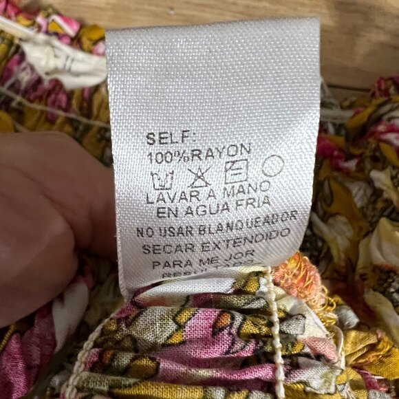 ETwo Floral Smocked Off Shoulder Bell Sleeve Fairy Cottage Boho‎ Crop Top  S - Picture 7 of 10